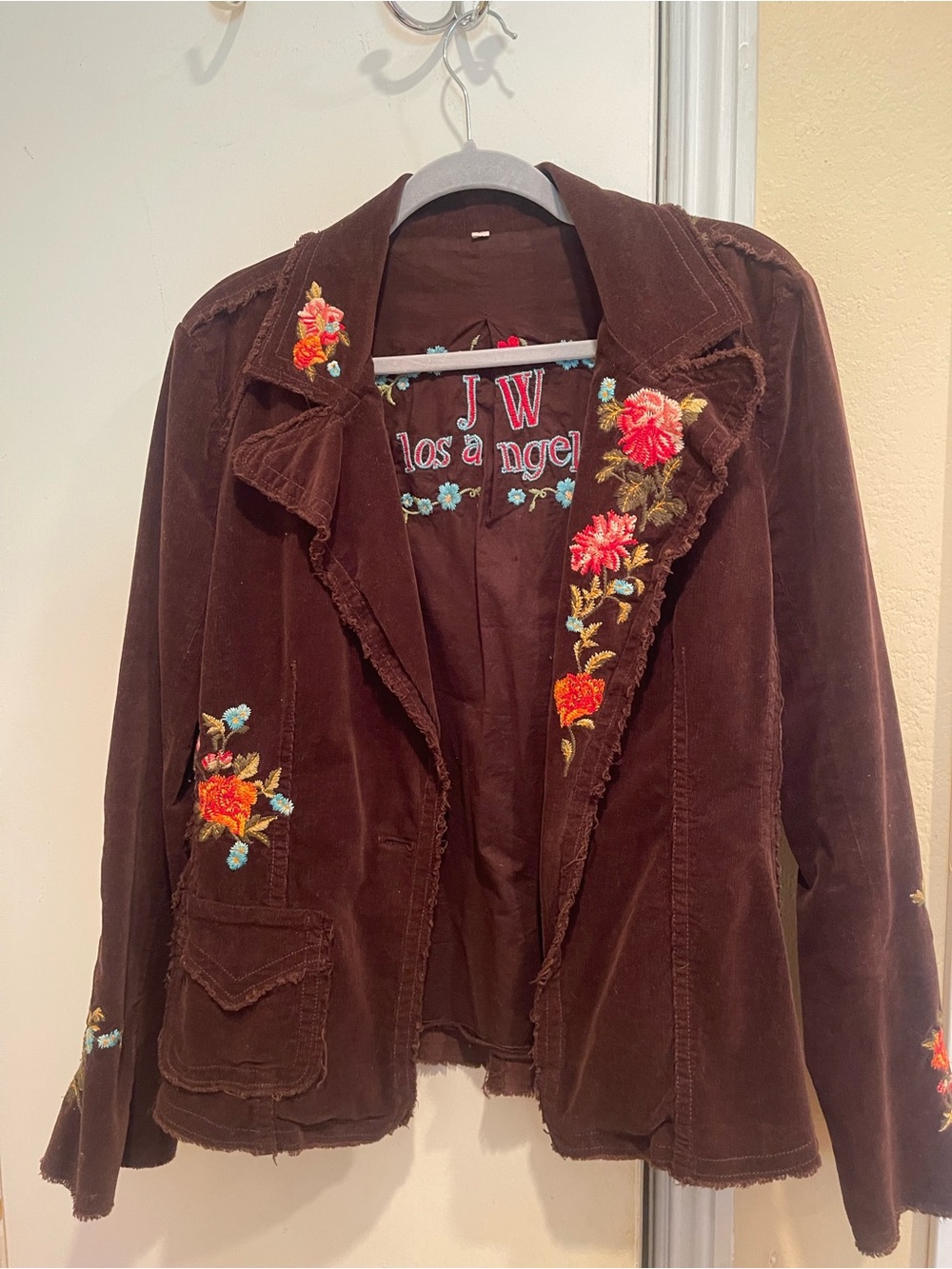 Johnny Was Brown Embroidered Corduroy Jacket